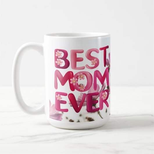 Elegante Moderne Mutter die beste Mama je rosa Blü Kaffeetasse (Links)