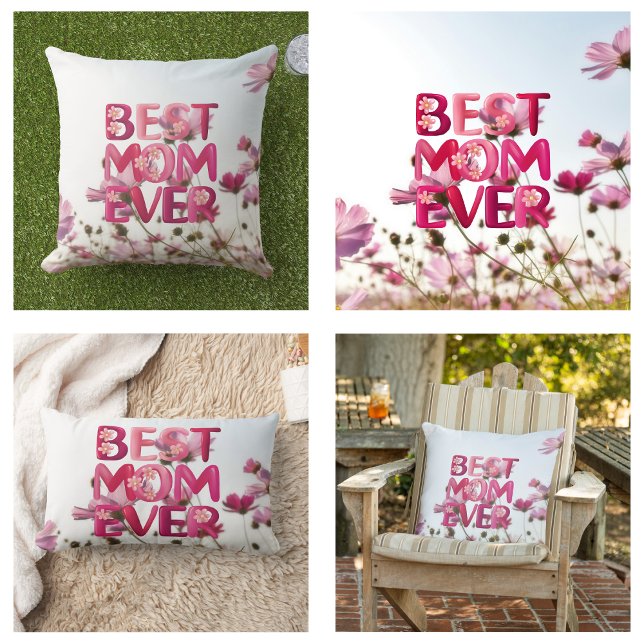 Elegante Moderne Mutter die beste Mama je rosa Blü Lendenkissen (Elegant Modern Mother's Best Mom Ever Pink Floral Lumbar Pillow)