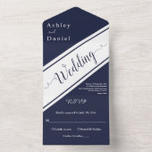 Elegante Moderne Navy Blauer Klassiker Hochzeit All In One Einladung (Innen Boden)