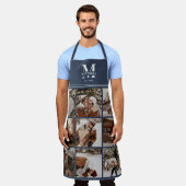 Elegante, moderne Navy Blue-Familie Foto Collage Schürze (Getragen)