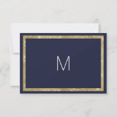 Elegante, moderne Navy Blue Gold Sequin Save the D Date (Rückseite)