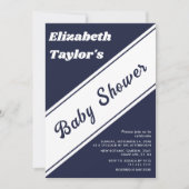 Elegante moderne Navy Blue White Chic Baby Dusche Einladung (Vorderseite)