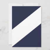 Elegante moderne Navy Blue White Chic Baby Dusche Einladung (Rückseite)