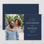 Elegante moderne Navy-Foto Save The Date (Vorne/Hinten)