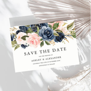 Elegante moderne Navy- und Blush-Hochzeit für alle Save The Date