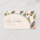 Elegante moderne neutrale Boho Chic Feather Indie Visitenkarte (Vorderseite)