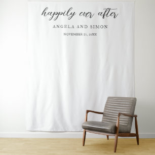 Elegante moderne neutrale Hochzeitskulisse Wandteppich