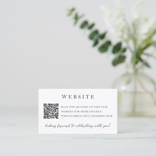 Elegante moderne neutrale QR-Code-Hochzeit Begleitkarte (Stehend Vorderseite)