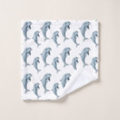 Elegante Moderne Niedliche Delphine auf Weiß Badhandtuch Set (Waschlappen)