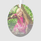 Elegante moderne niedliche Mädchenname & Foto Ornament (Vorderseite)
