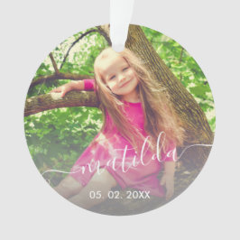 Elegante moderne niedliche Mädchenname & Foto Ornament