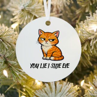 Elegante moderne orange Katze Keramik Weihnachten Ornament Aus Metall