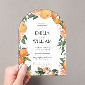 Elegante Moderne Orangen Citrus Hochzeitseinladung Acryleinladungen (Insitu (Handheld))