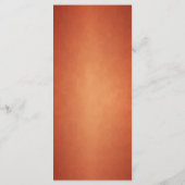 Elegante moderne Orangenhochzeit mit weißem Kupfer Menükarte (Rückseite)