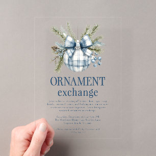Elegante moderne Ornamenten-Tausch-Weihnachtsfeier Acryleinladungen