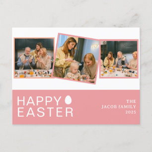 Elegante Moderne Osternfamilie Drei Foto Feiertagspostkarte
