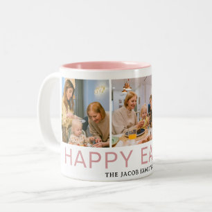 Elegante Moderne Osternfamilie Drei Foto Zweifarbige Tasse
