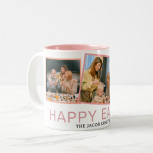 Elegante Moderne Osternfamilie Drei Foto Zweifarbige Tasse