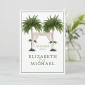 Elegante moderne Palm jüdische Hochzeit Chuppah Einladung (Stehend Vorderseite)