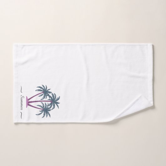 Elegante, moderne Palmen & Skripte auf Weiß Badhandtuch Set (Handtuch)