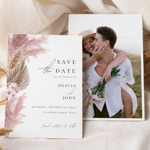 Elegante moderne Pampas Grass Wedding retten das D Einladung