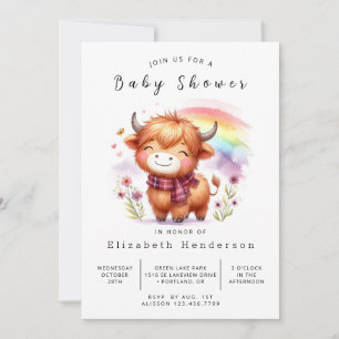 Elegante moderne Pastel Kuh Babydusche Einladung