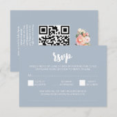 Elegante moderne Peonies Blue Wedding QR Code UAWG Begleitkarte (Vorne/Hinten)