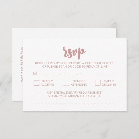 Elegante moderne Peonies White Wedding QR Code UAW Begleitkarte (Vorne/Hinten)