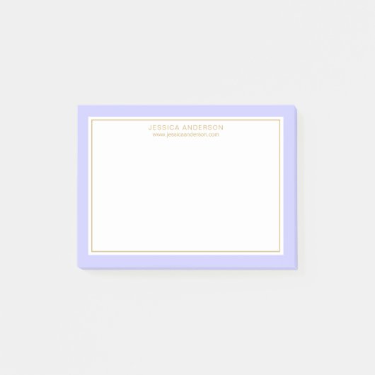Elegante moderne Periwinkle Goldgrenze Personalisi Post-it Klebezettel (Vorderseite)