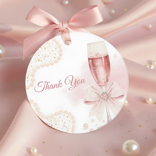 Elegante moderne Perlen & Prosecco-Brautjunggesell Geschenkanhänger