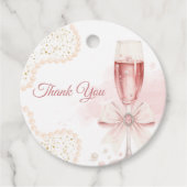 Elegante moderne Perlen & Prosecco Brautparty Geschenkanhänger (Vorderseite)