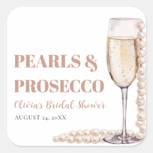 Elegante moderne Perlen und Prosecco-Brautjungfern Quadratischer Aufkleber