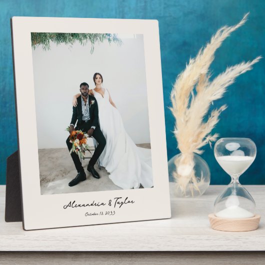 Elegante Moderne Personalisierte Hochzeitsbühne Fo Fotoplatte (Seite)