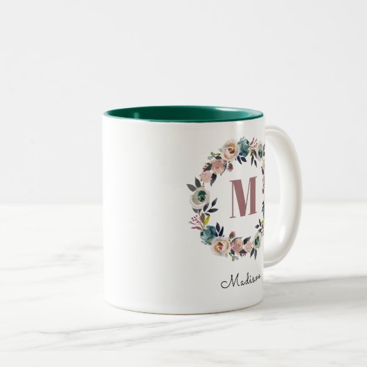 Elegante, moderne Personalisierte Monogramm-Namen Zweifarbige Tasse (VorderseiteRechts)