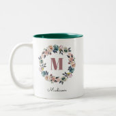 Elegante, moderne Personalisierte Monogramm-Namen Zweifarbige Tasse (Links)