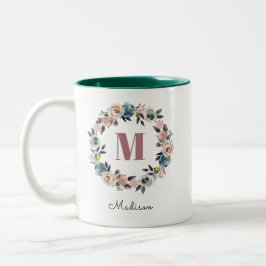 Elegante, moderne Personalisierte Monogramm-Namen Zweifarbige Tasse