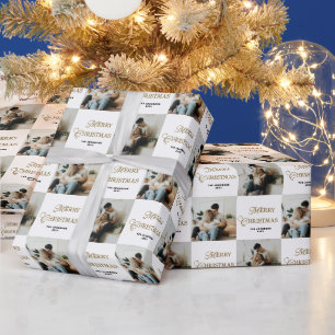 Elegante moderne personalisierte Paarfoto-Feiertag Geschenkpapier