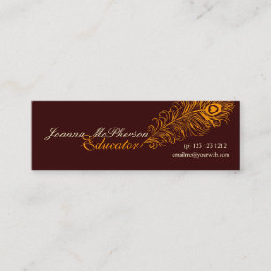 Elegante moderne Pfauenwelt Orange Mini Visitenkarte