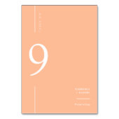 Elegante moderne Pfirsichsitze Minimalistisch Tischnummer (Rückseite)