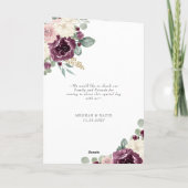 Elegante Moderne Pflaumengoldblütenhochzeit Programm (Rückseite)