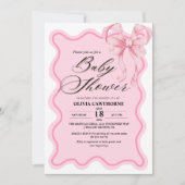 Elegante moderne Pink Bow Babydusche Einladung (Vorderseite)