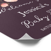 Elegante moderne Pink- und Gold Floral Baby Dusche Poster (Ecke)