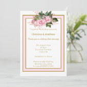 ELEGANTE MODERNE PINK WEISSE GOLDFLÜGEWÄSCHE EINLADUNG (Stehend Vorderseite)