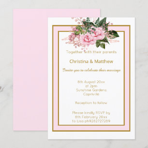ELEGANTE MODERNE PINK WEISSE GOLDFLÜGEWÄSCHE EINLADUNG
