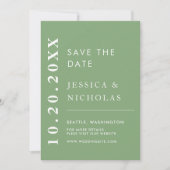 Elegante Moderne Pistachio Minimalistisch Wedding Save The Date (Vorderseite)