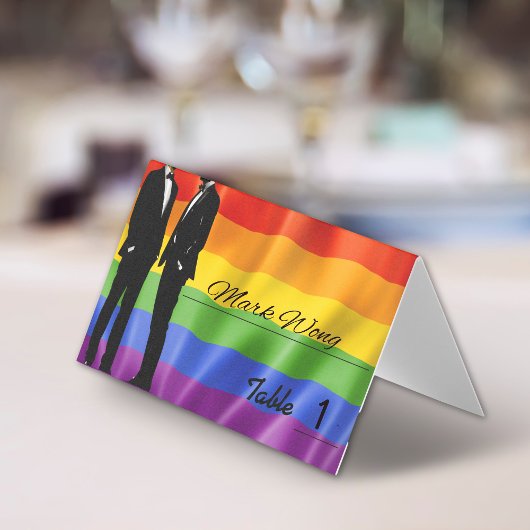 Elegante moderne Platzkarten in Regenbogenfarben f