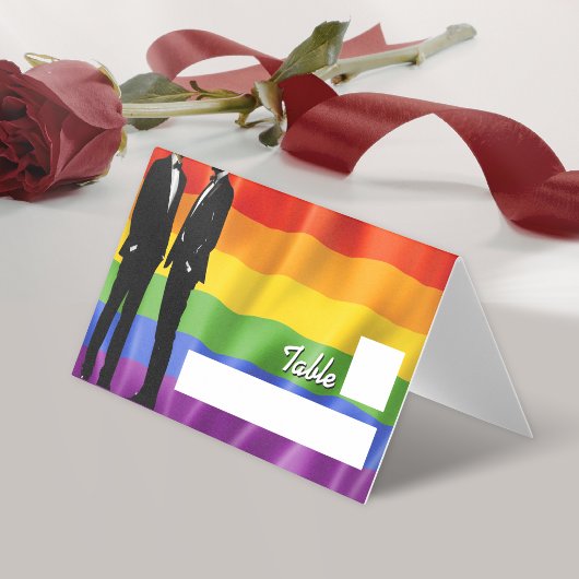 Elegante moderne Platzkarten in Regenbogenfarben f