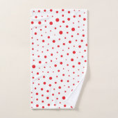 Elegante moderne Polka-Punkte - rot - BG individue Badhandtuch Set (Handtuch)