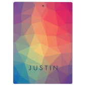 Elegante moderne polygonale Farben tragen Ihren Na Klemmbrett (Rückseite)