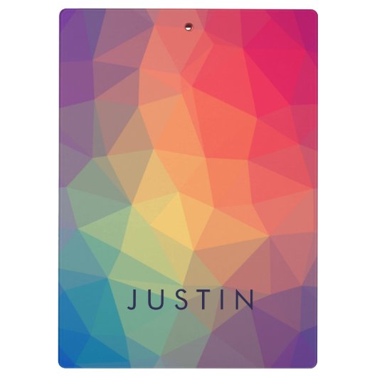 Elegante moderne polygonale Farben tragen Ihren Na Klemmbrett (Rückseite)